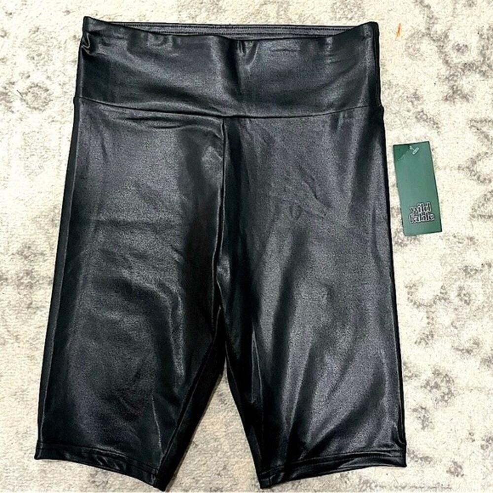 NWT Wild Fable Black Faux Leather Bike Shorts Size Small